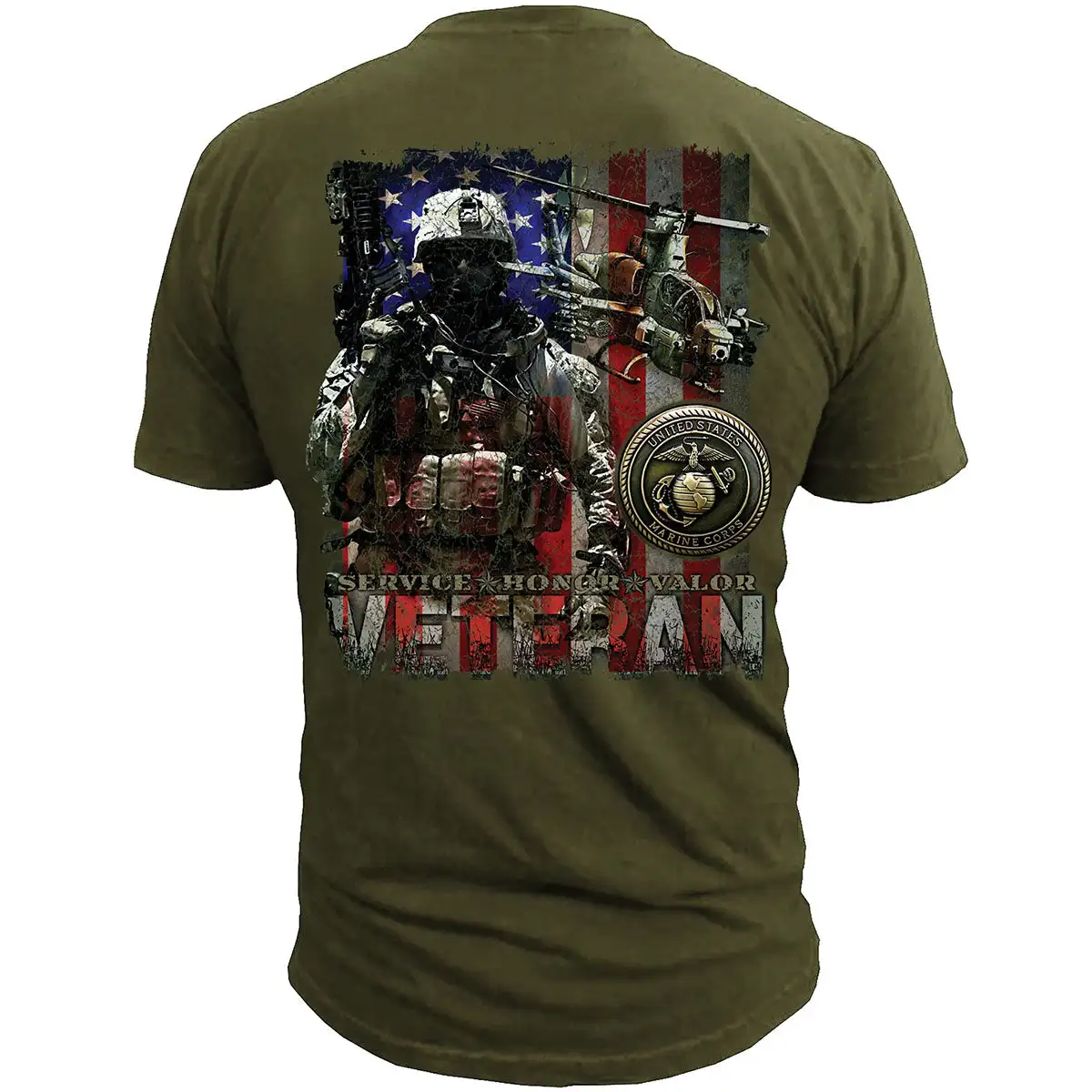 US Marines Corps Veteran Flag T-Shirt New 100% Cotton Short Sleeve Casual O-Neck Summer Mens T-shirt Size S-3XL