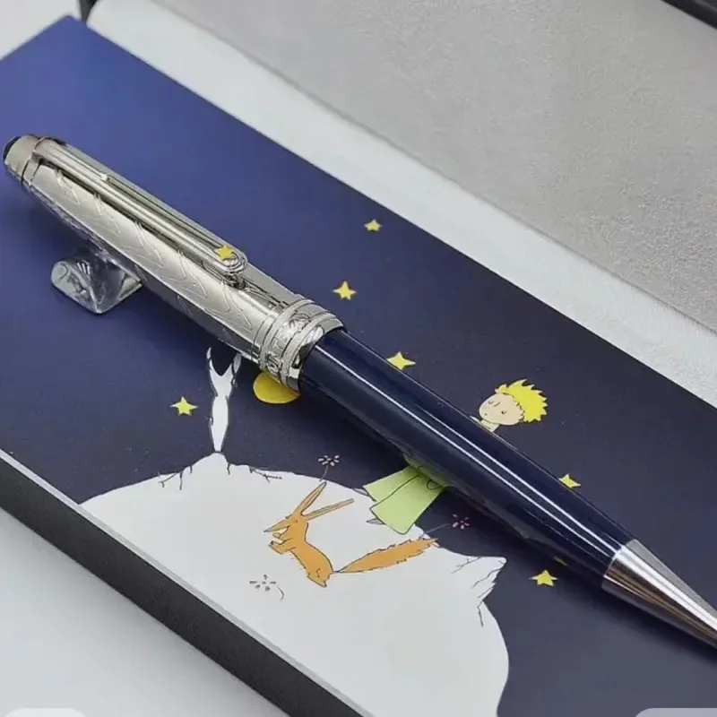 طبعة محدودة الأمير الصغير الأزرق 163 معدن الراتنج رولربال قلم حبر جاف القرطاسية أقلام حبر مع هدية الرقم التسلسلي