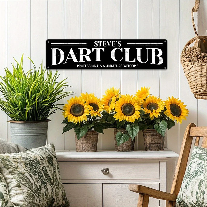 Letrero del club de dardos, letrero personalizado de la cueva del hombre del nombre del jugador, decoración de la sala de juegos de bienvenida de los profesionales y los aficionados, letrero de decoración del juego