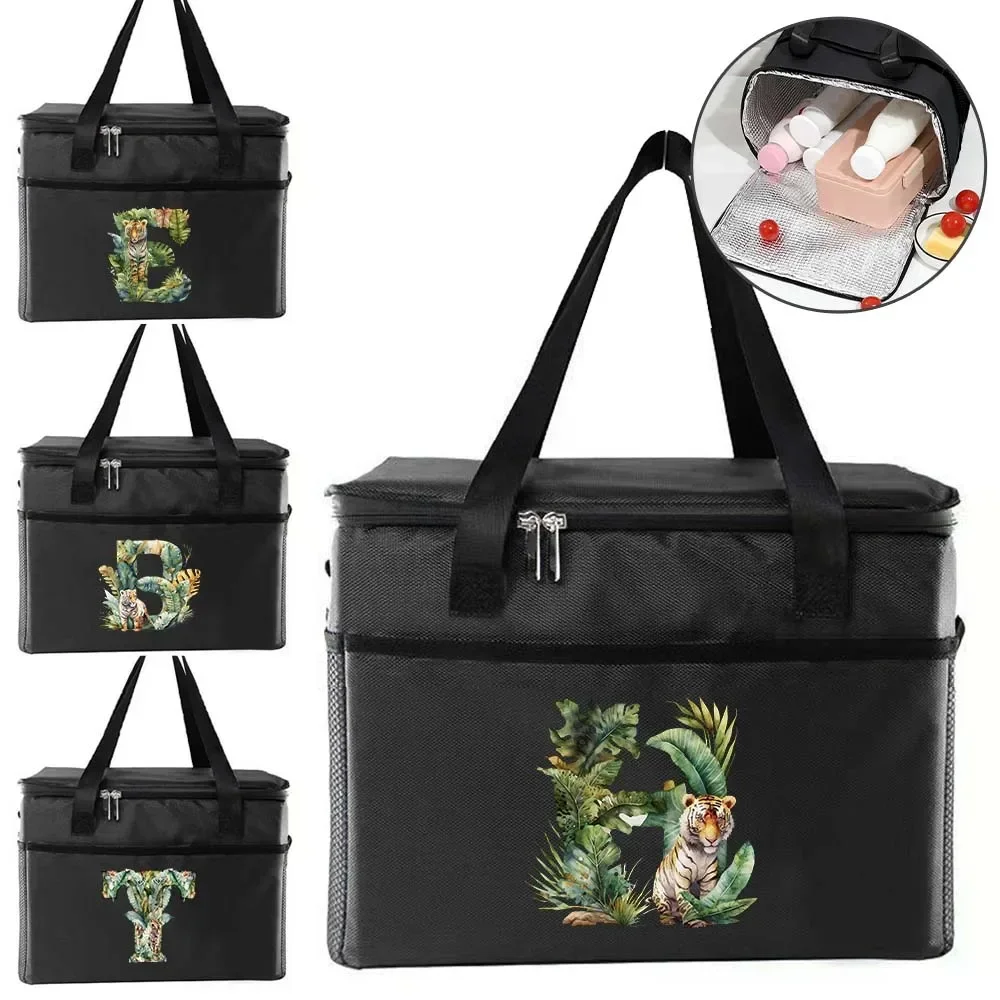 Lunch Bag Insulated Cooler Bag Bento Pack Aluminum Pack Ice Pack Student Bento Lunch Handbags Jungle Tiger Printing Series