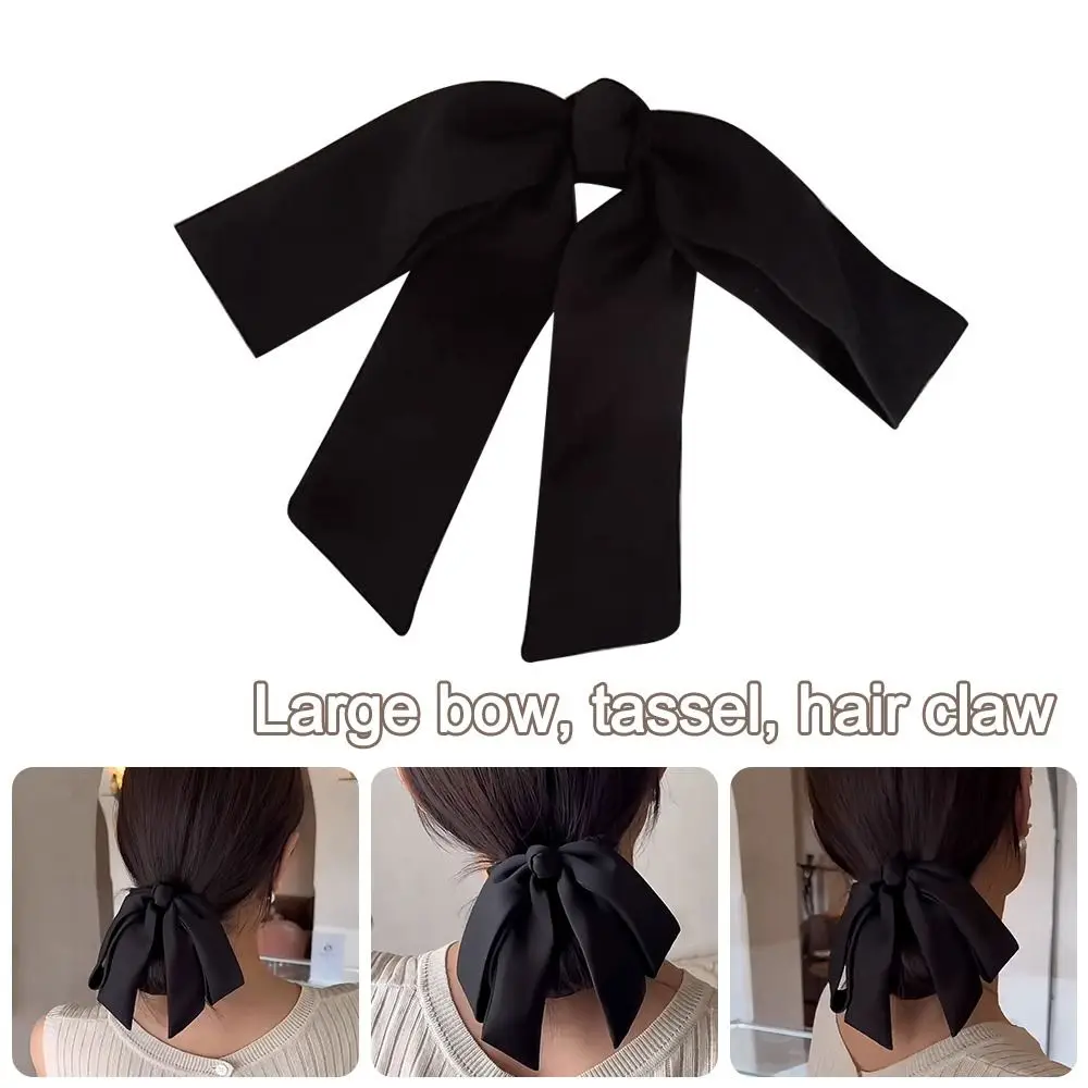 

Аксессуары для волос, атласный большой бант, кисточка, когти для волос, элегантная модная заколка для волос с бантом, заколки для волос
