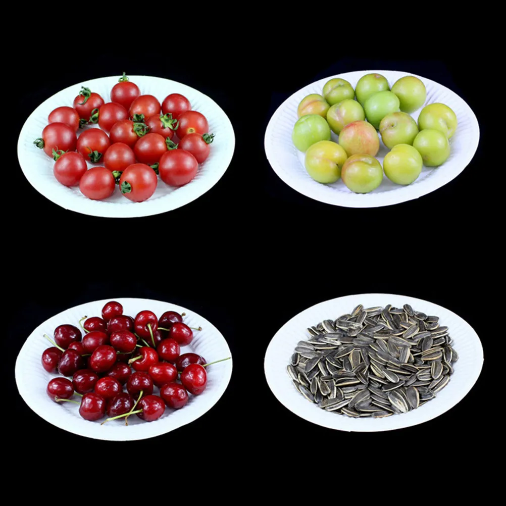 

100 шт. Премиальные белые круглые одноразовые бумажные тарелки, пригодные для микроволновой печи, устойчивые к порезам, герметичные, экологичные, для вечеринок, ужинов, праздников