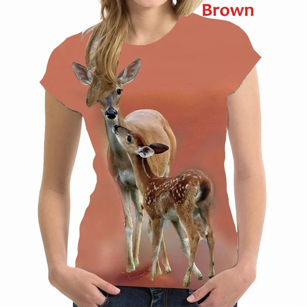 

Women's T-shirts For Girls 3D Print Animal Deer T Shirt Summer Fashion Casual Street Short Sleeve Tops Tees