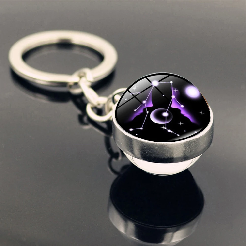 Birthday Gift Libra Scorpio Leo Jewelry Glass Ball 12 Constellation Keychain Zodiac Keychain Key Rings image 4