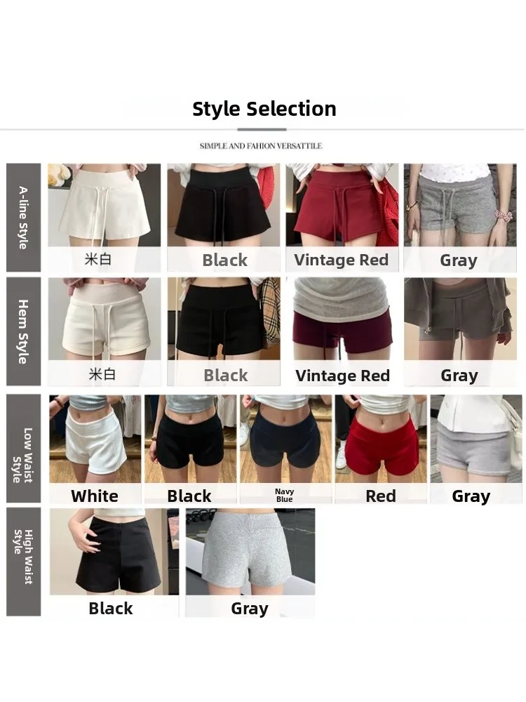 White Sports Shorts Women's Summer Thin Low Waist Slim Fit Three-quarter Length Comfortable Slimming Hot Pants Bodycon Style
