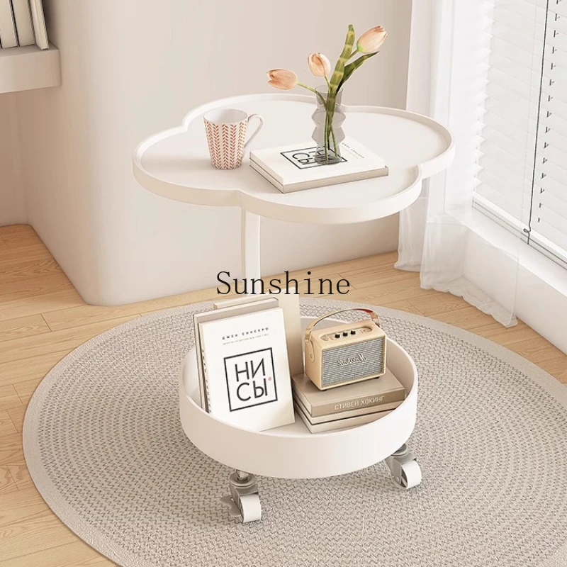 French cream style modern simple living room household bedside small table mobile coffee table