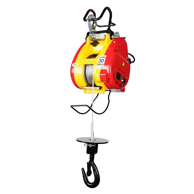 Piccolo paranco elettrico 220v per uso domestico piccolo gru ascensore ascensore condizionatore d'aria paranco elettrico telecomandato veloce in miniatura