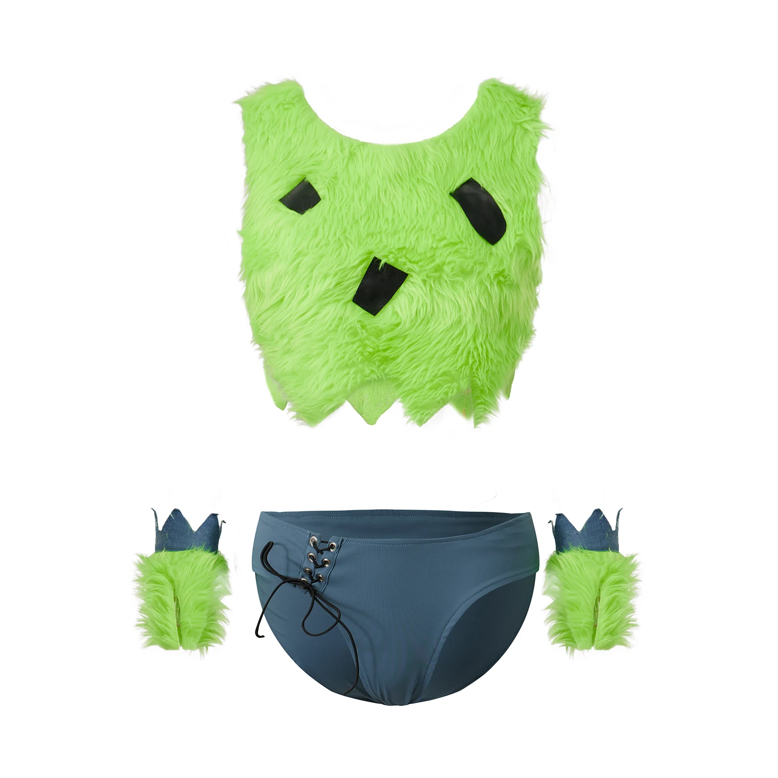 

Women's Pebbles Festival Costume Sexy Furry Crop Tank Tops with Shorts and Wristbands Halloween Cosplay Outfits