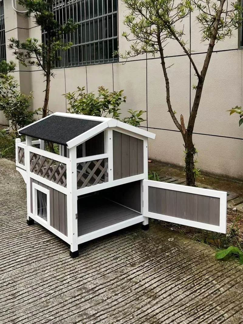 Outdoor cat nest rain protection sun protection cold four seasons universal cat house outdoor cat villa cage winter warmth