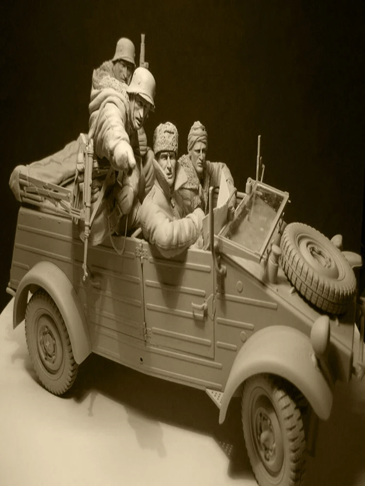 Harzfigur im Maßstab 1:16, Ancient Man Crew, inklusive 4 (OHNE AUTO) Figuren, unmontierter, unbemalter Figurenbausatz