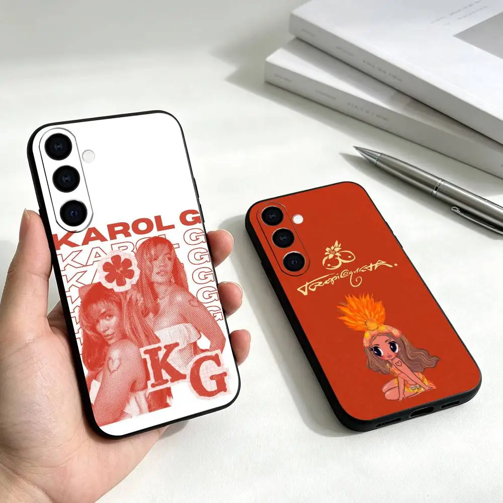 S-Singer Tropicoqueta Karol G Phone Case Black Silicone Soft For Samsung Galaxy A73,A72,A71,A70,A53,A52,A51 Gift
