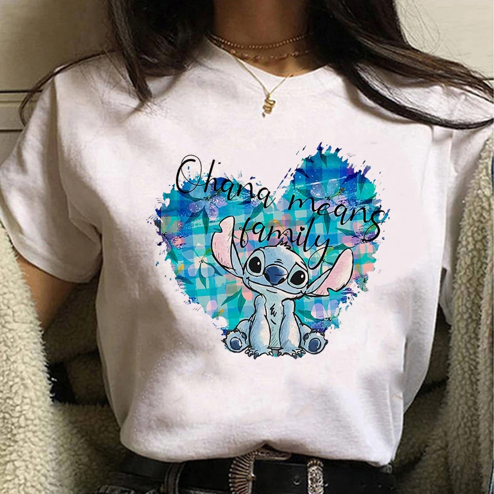 Disney Women T-shirts Cute Funny Groot Stitch Print Fashion Instagram Femme Vetement Soft Cute Summer Men T Shirt Girls Clothes