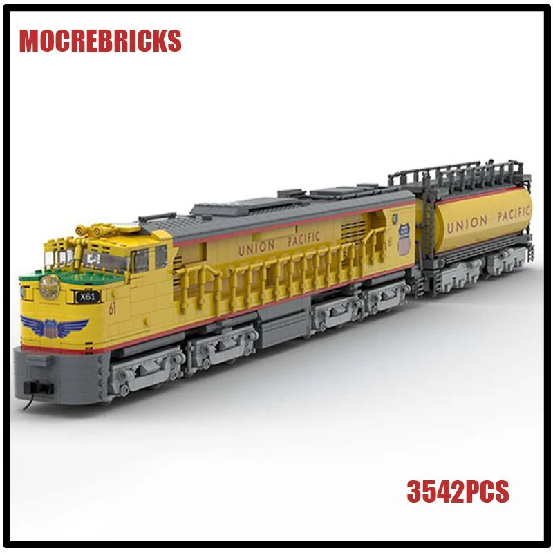 MOC Building Blocks Railway Fuel Tender Train GTEL 8500 Gas Turbine Electric Freight Locomotives Assembly Model Bricks Toys Gift