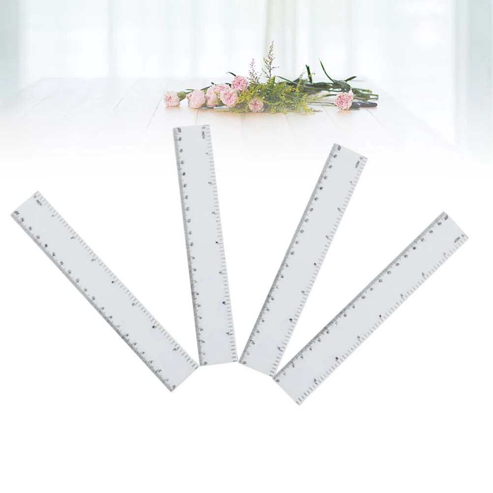 4 Pcs Scale Ruler Measuring Tool Metric Math Mathematical Geometry White Geometric