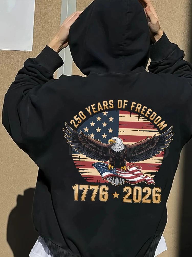 Retro USA 250 Years Of Freedom Streetwear Women Men Since 1776 2026 Independence Day Classics Nostalgia Hoodies