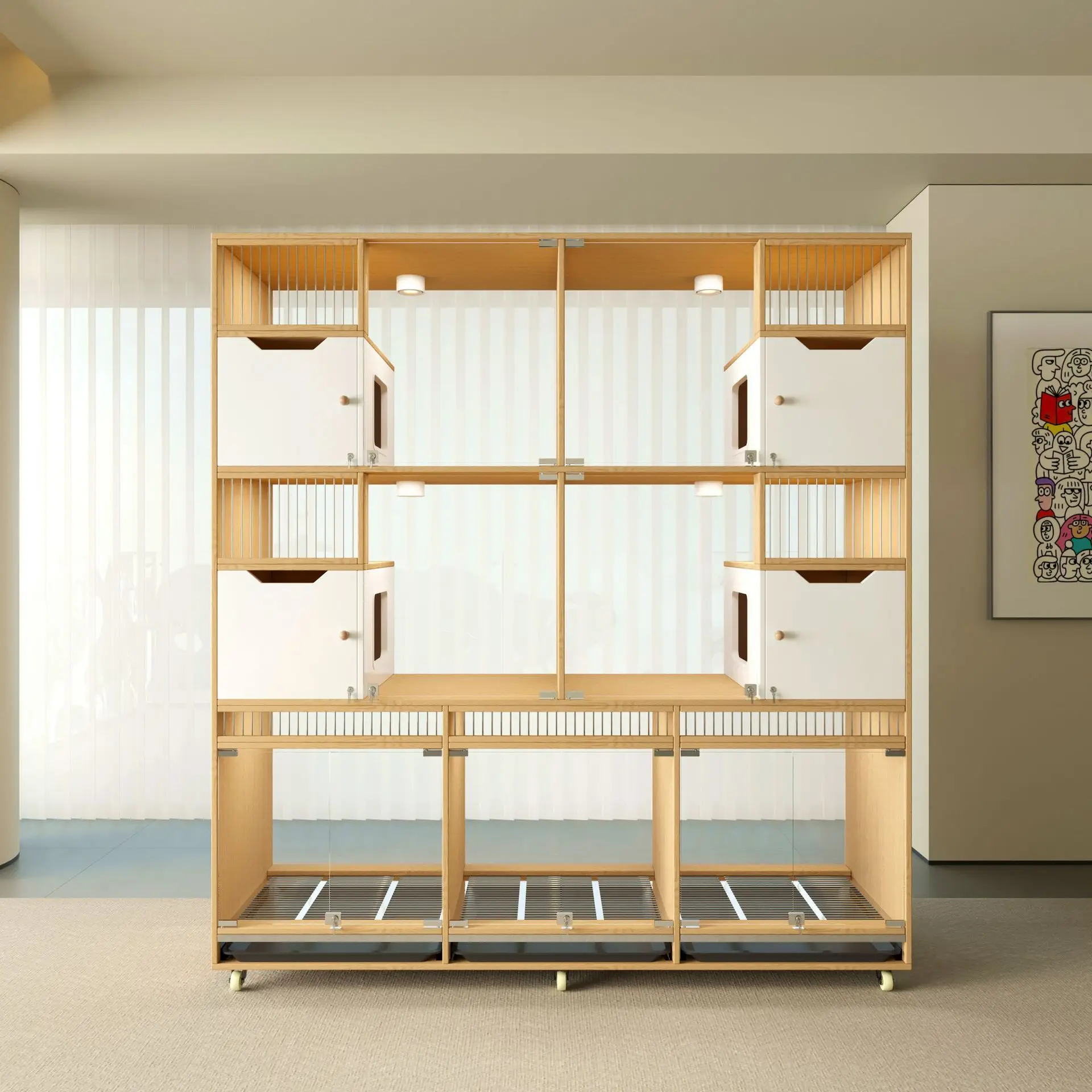 

Dog cage Solid wood display cabinet Foster care cabinet with tray toilet Dog villa Small dog cage Dog house Cat villa cabinet