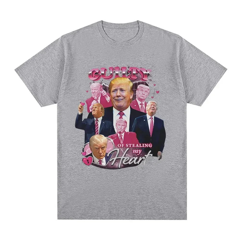 Funny Donald Trump Stealing My Heart Guilty T-shirt Men's and Women's High Quality Soft Casual Short sleeved T-shirt Unisex