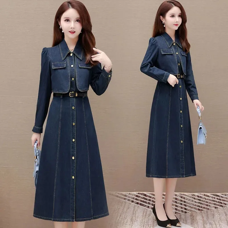 

New Spring Autumn Women's Denim Trench Coat Korean Long Parker Overcoat Design Sense Female Casual Windbreaker Denim Coats Tide