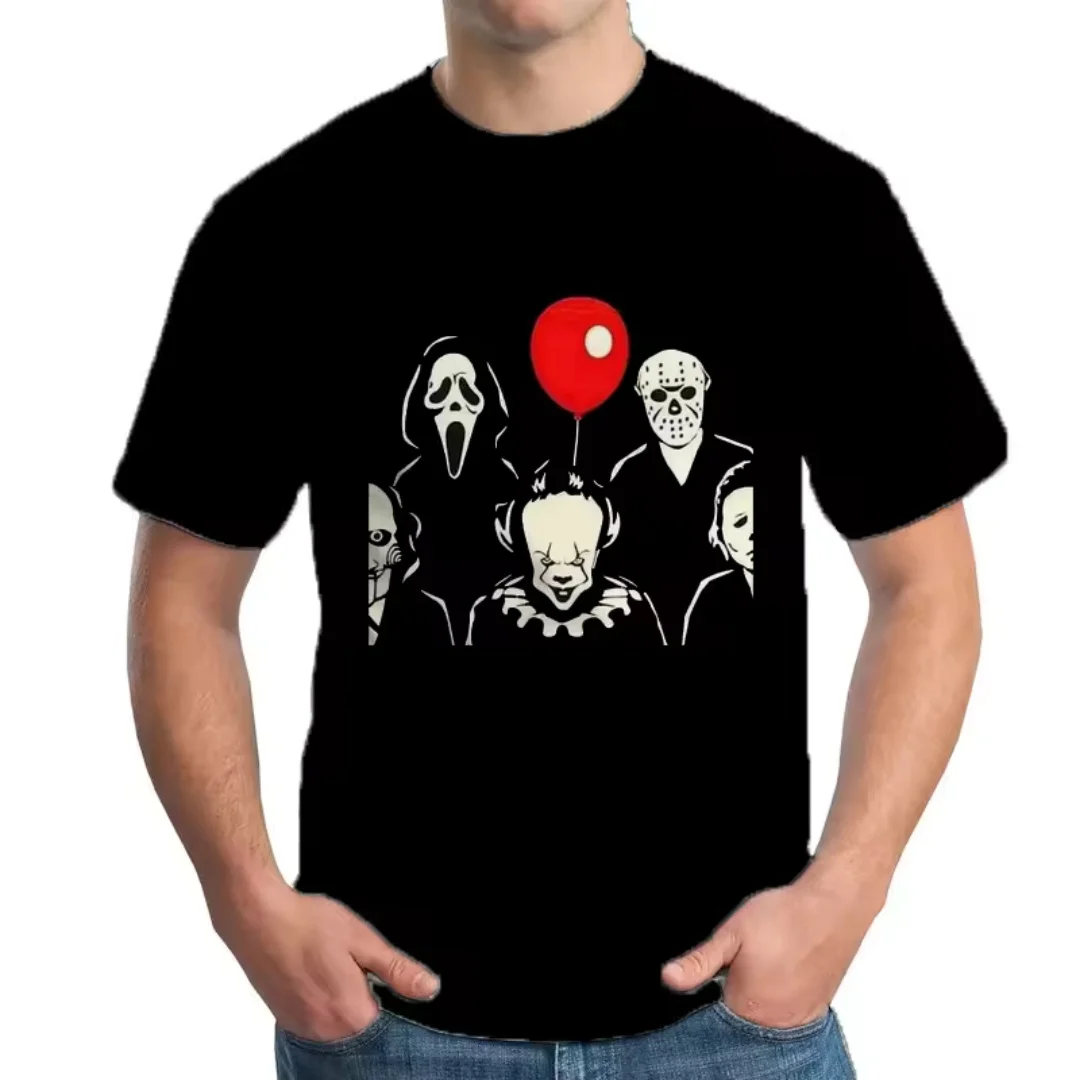 

Motorcycle Ride Round Neck Cotton T-shirt Absorbent Quick Drying Skull Theme Printed Black And White Motorcycle Short Sleeve