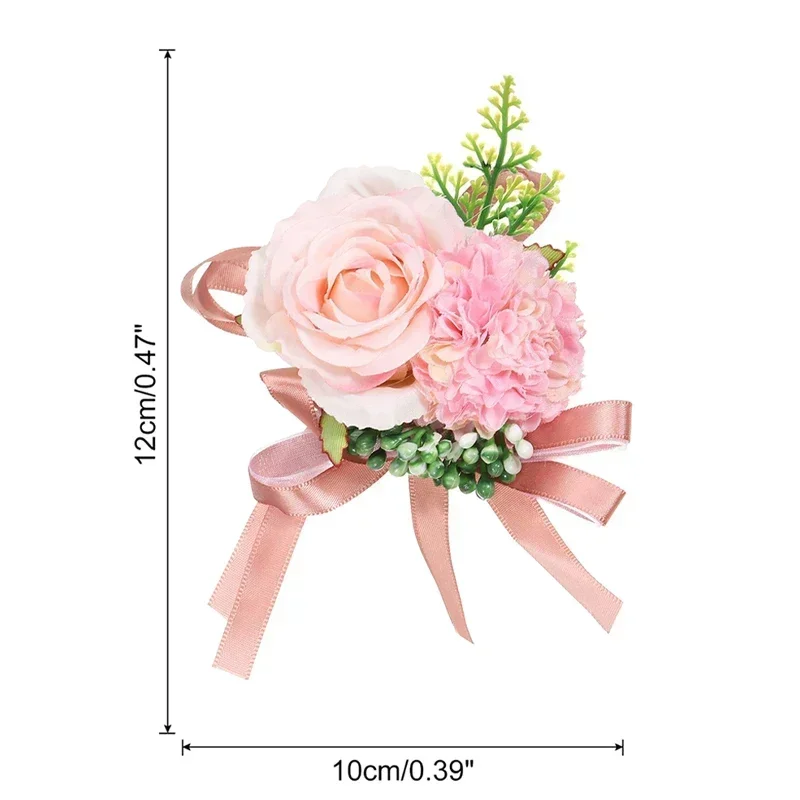 Ramillete de muñeca con flor rosa para novia, dama de honor, despedida de soltera, fiesta de graduación, regalo de bola de graduación de rosa degradado, 1 ud.