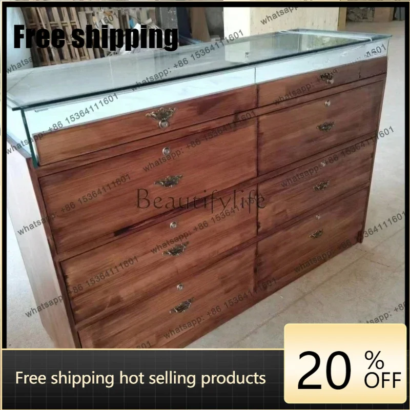 JJ Jewelry Display Counter Cultural Relics Collection Antique Jade Glass Showcase