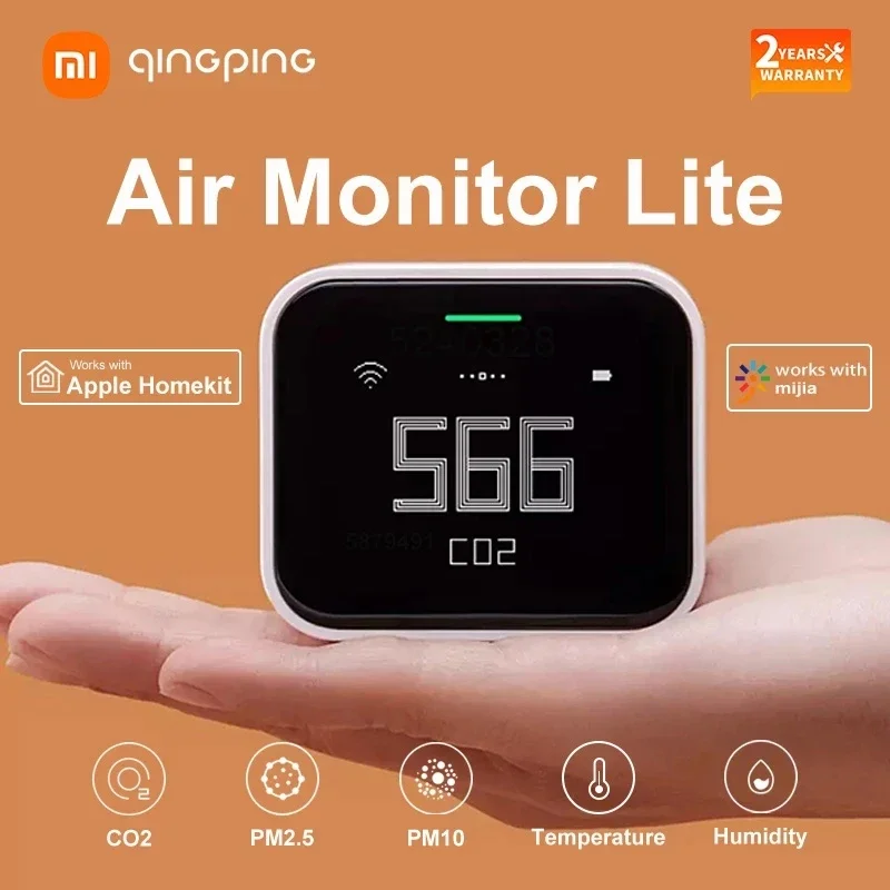 Mihome App Homekit Qingping Air Detector Lite Retina Touch Screen CO2 PM2.5 PM10 For Temperature Humidity Monitor Work