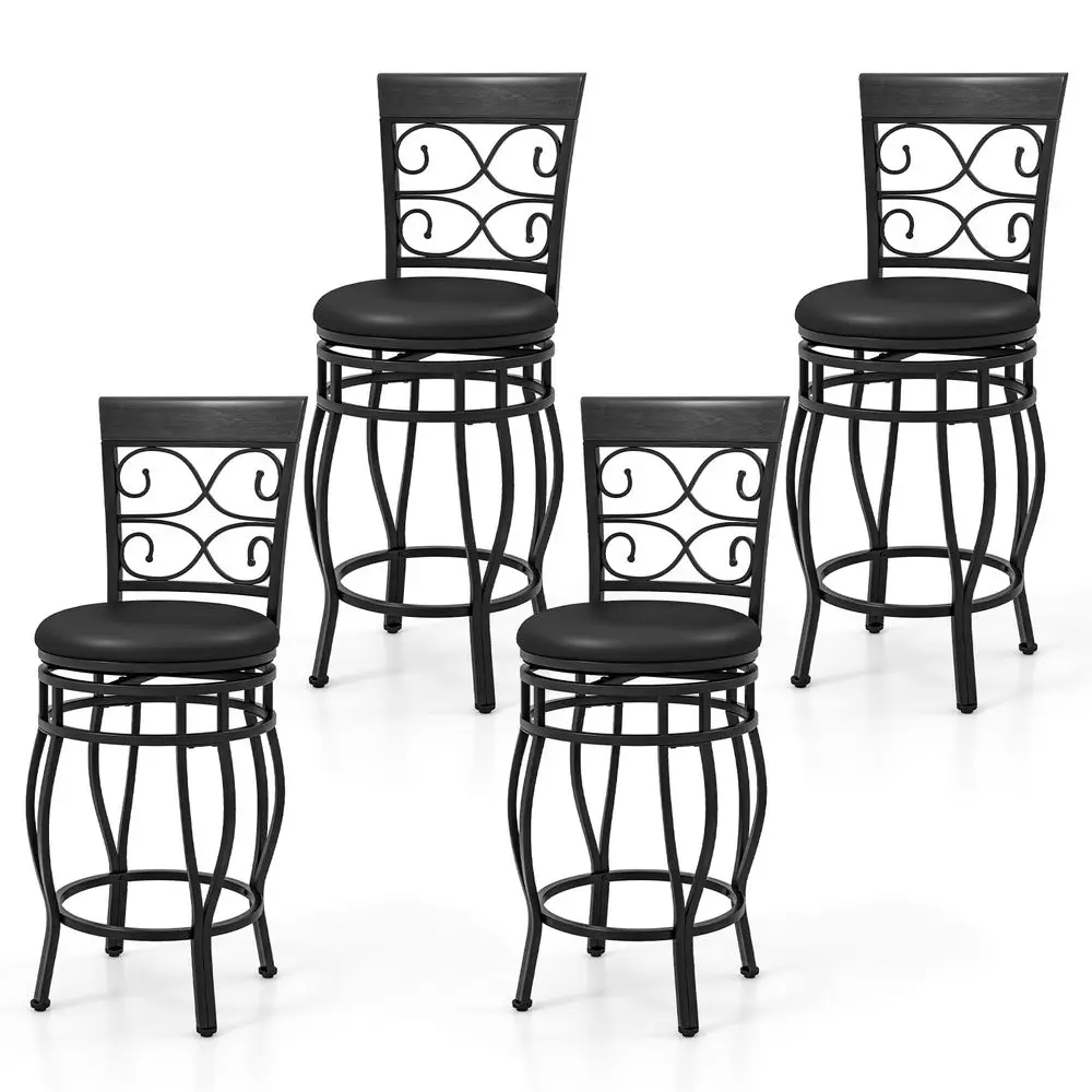 

Swivel Bar Stools Set of 4, 26 Counter Height Bar Chairs with PU Leather Upholstered Seat, Ergonomic Backrest and Footrest, Bar