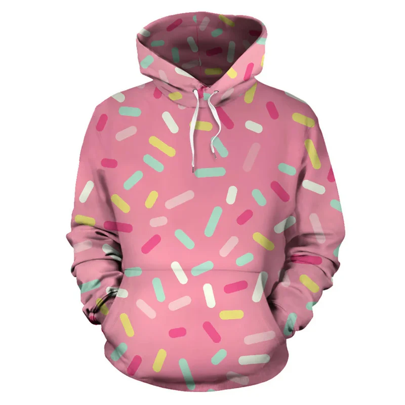 Chocolate Doughnuts 3D Printing Hoodies Cakes Graphic Pullovers Funny Girls Hooded Hoody Women Clothing Hooded Sweatshirts Tops