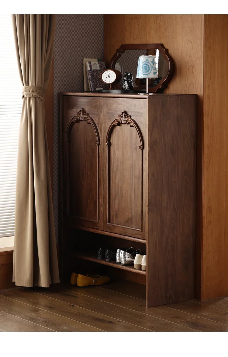 

Walnut medium ancient style shoe cabinet retro entrance cabinet