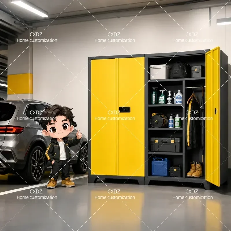 Thickened T Type 60cm Large Capacity Storage Cabinet with Lock for Underground Garage Parking Space Wall Mounted Fishing Gear