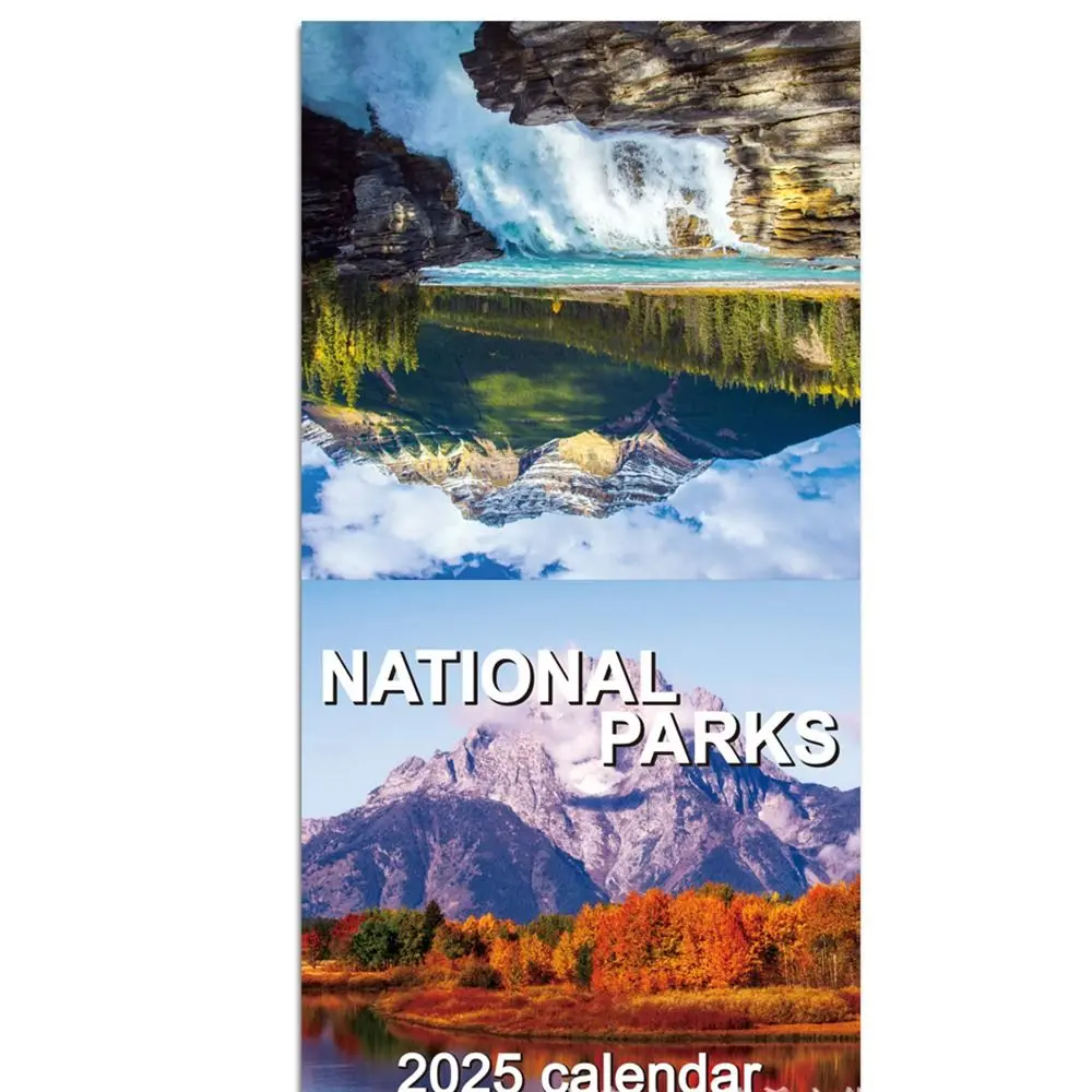 con hermosas fotos escénicas Calendario de parques nacionales de 2025, calendario de pared mensual de parques nacionales de 12 meses, papel grueso portátil