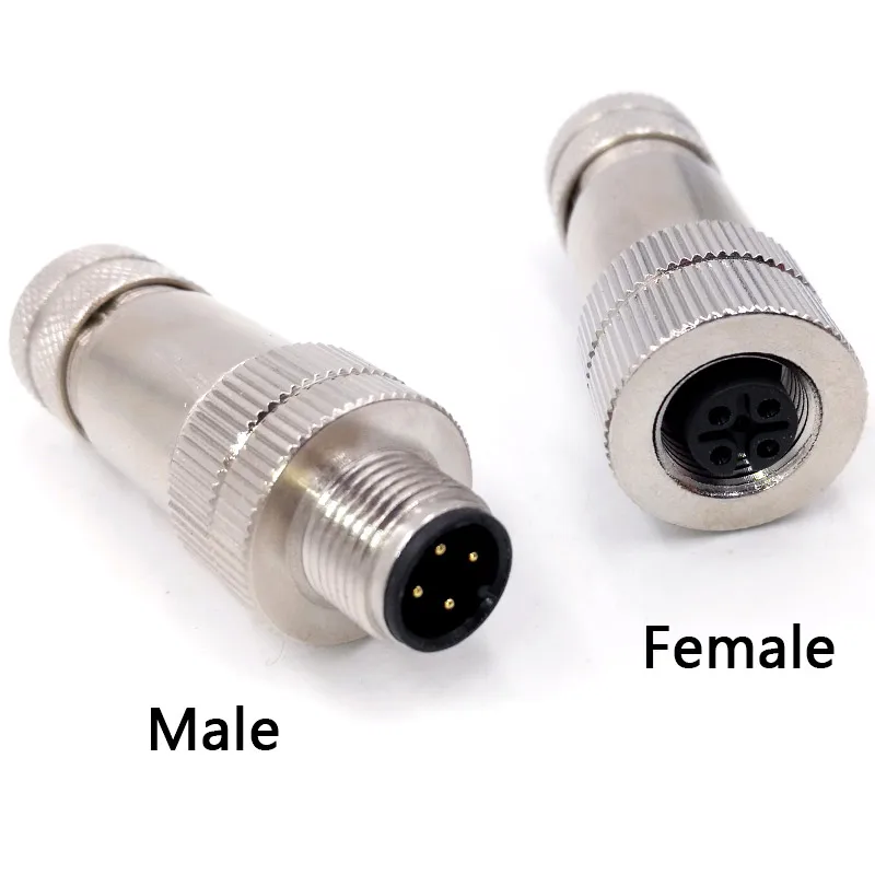 Metal M12 Sensor connector waterproof Straight Signal shielding male&female screw threaded plug 4 5 8 Pin A type