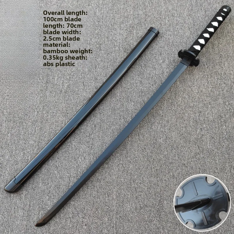 Espadas medievais de madeira katana, 100cm/33,37 polegadas, cosplay, modelo de anime, adereços com bainha, exibição de treinamento, brinquedos ao ar livre, presente colecionável