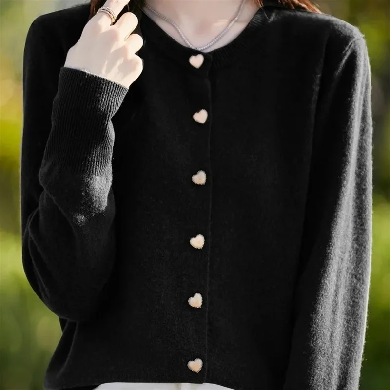 2024 Spring And Autumn New Female O-Neck Knitted Cardigan Short Coat Sweater Simple And Versatile Fashion Small Cardigan Outside