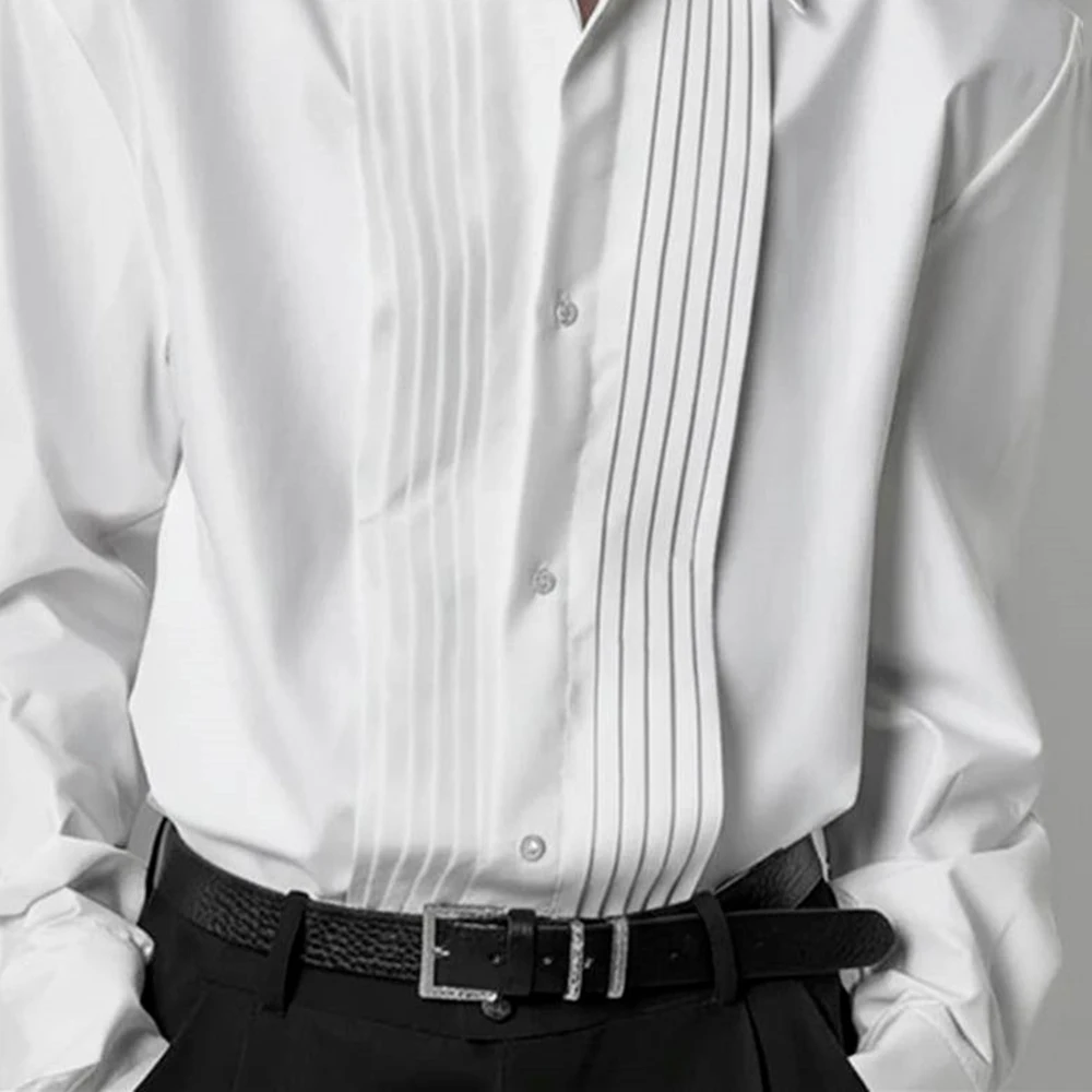 

Mens Spring Shirt Court Pleated Designer Casual Shirt Streetwear Fashion Youth Outdoor Versatile Top Men'S Clothing 2026 New