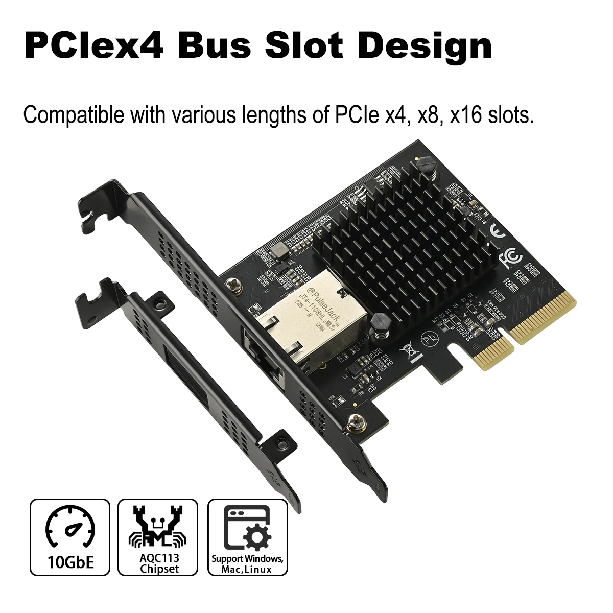 Imagem -03 - Iocrest-interface Ethernet Placa de Rede Lan com Fio 1g 2.5g 5g Lan Win10 10gbps Aqc113 Pcie para Porta Única Rj45 Aqc113