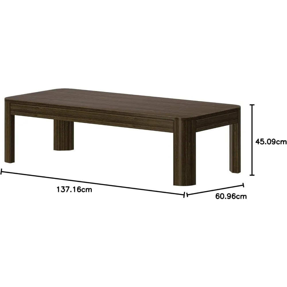 Mesa de centro, 54 polegadas, mesa central contemporânea de madeira maciça para sala de estar, mesa de chá retangular