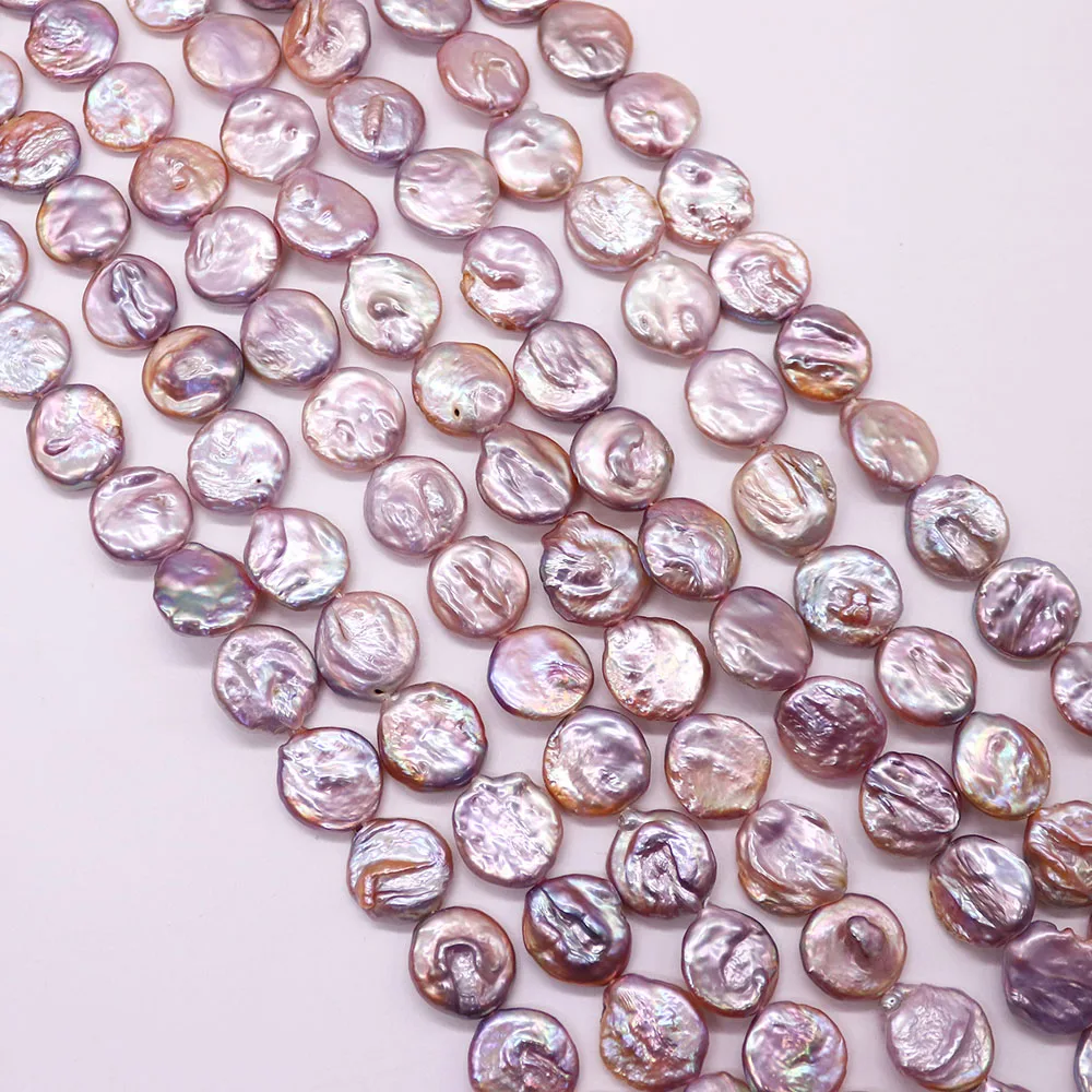 Purple Natural Freshwater Pearl Beads Round Button Baroque Style Handmade Loose Bead for Jewelry Making DIY Necklace Accessories