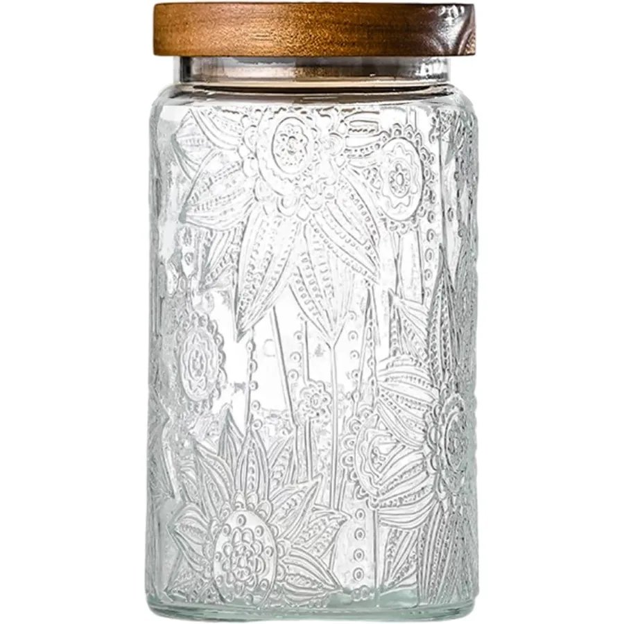 32oz Vintage Glass Jars with Lids - Airtight Food Storage for Coffee Sugar Tea