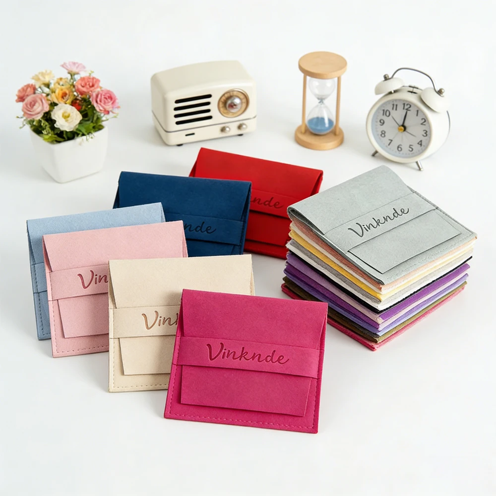 

50Pcs Cute Lvory Microfiber Envelope Bag Custom Jewelry Packaging Bag Gift Pouch Cosmetic Wedding Favors Birthday Present Sack