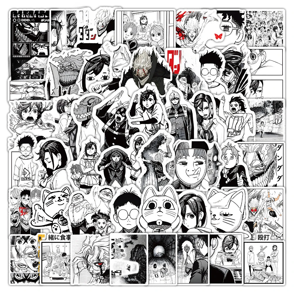 10/52/53/100Pcs Popular Anime Black and White Character Momo Okuran Stickers Decoration Phone Cases Water Cups Children's Toys