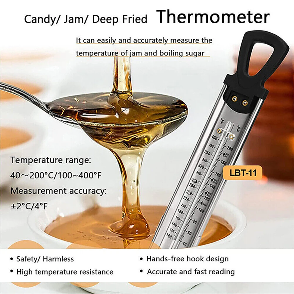 1pcs Thermometer Kitchen Syrup Jam Lollipop Bake Accurate Thermometer Food Cooking Glass Candy Baking Measurement Meter