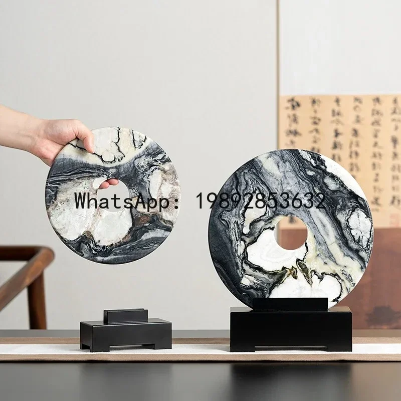 

a17 Marble Ring Recessed Ring Natural Marble Statue Concentric Circles Decorative Figurines Home Decoration Accessories