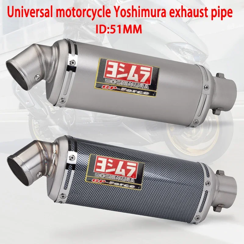 

51mm Universal Motorcycle Yoshimura Exhaust Muffler Escape 305 365 435 mm Pipe 100cc-1000cc ATV GP Scooter For fz6 pcx125