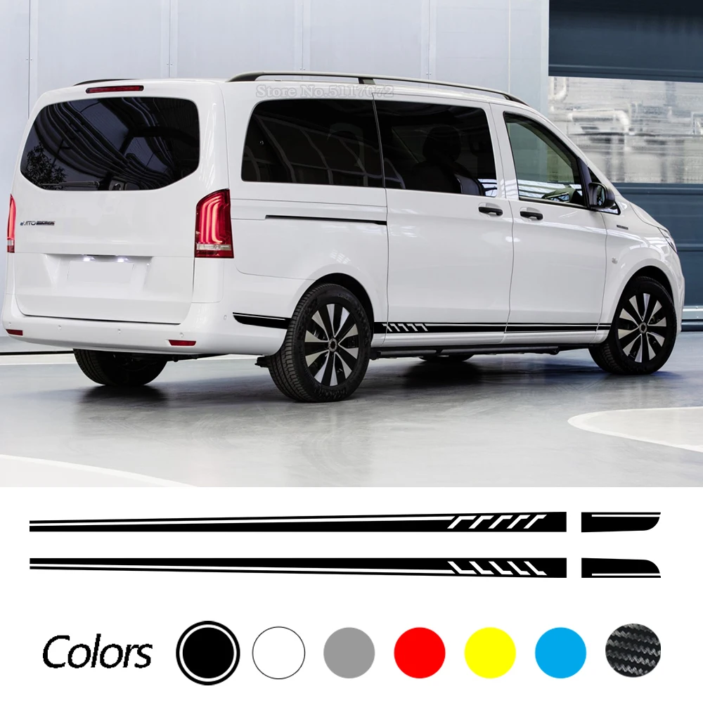 

2pcs For Mercedes Benz Vito V Class W447 Edition 1 Car Styling Side Long Sticker Door Skirt Stripe Vinyl Big Decal Sport