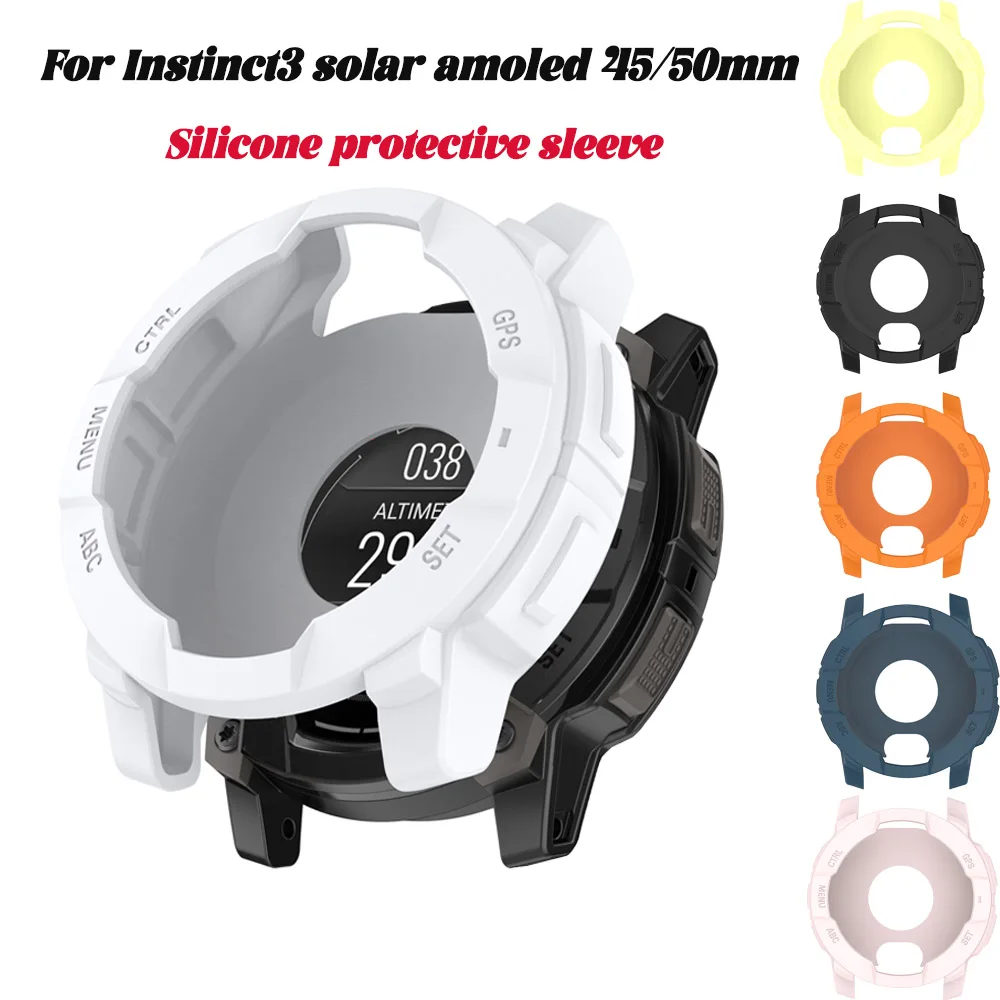 

For Garmin Instinct 3 Solar AMOLED 45mm 50mm Case Cover Silicone Protective Shell Frame Bumper Accessories Replacemen