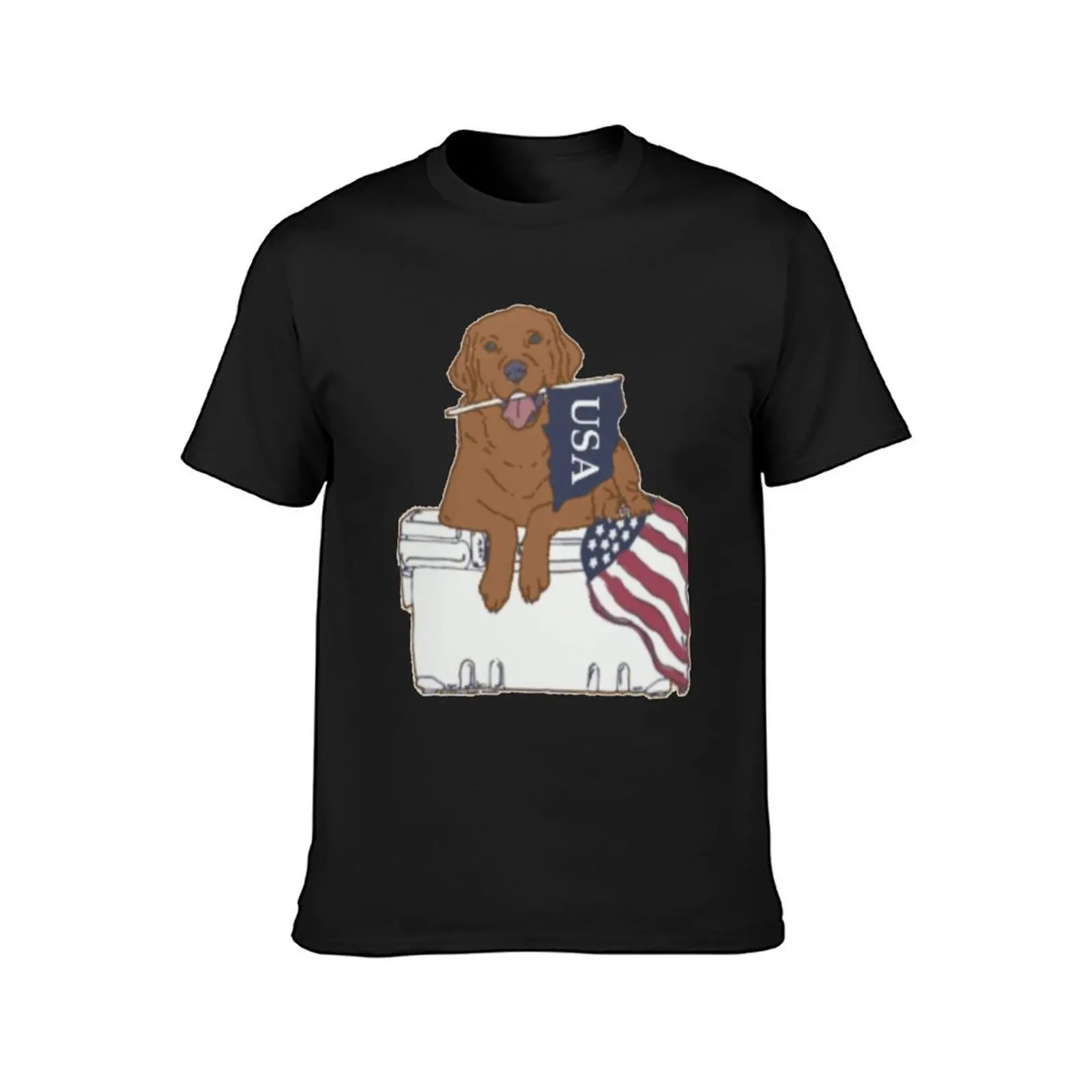 Dog on Cooler with Flag T-Shirt new edition cute clothes blacks blanks t shirt for men