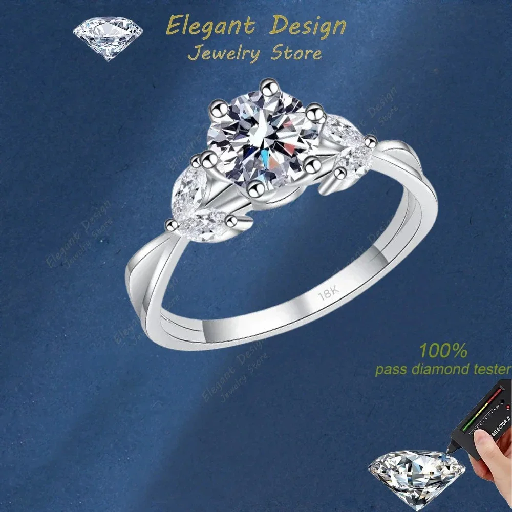 

Elegant Design Lady VVS1 D Color 1CT Moissanite Ring, 18K White Gold Wedding Engagement Ring for Women Originales Certificados