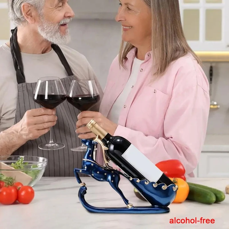 Resin Wine Rack Retro Reindeer Red Wine Rack Display Storage Organizer Shelf For Christmas Bar Home Decor(Only Holder)