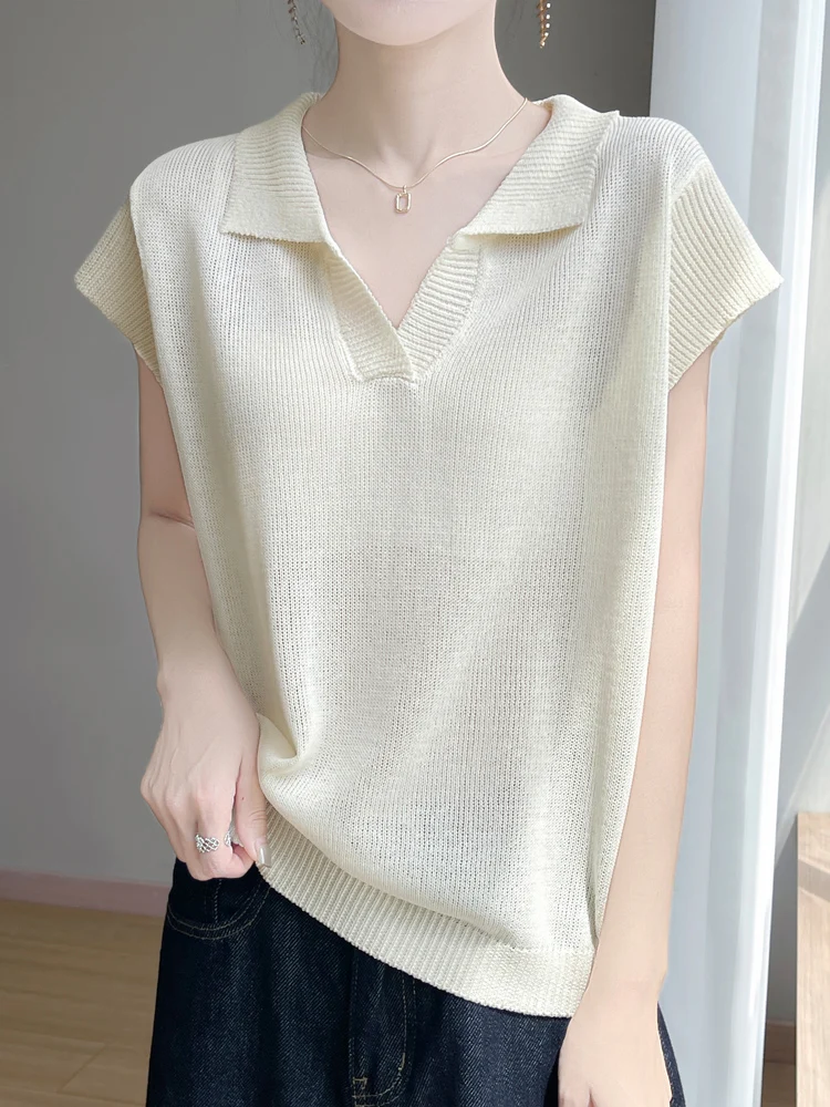 

2025 New Summer Short Sleeves POLO Collar Large Size T-Shirt Women's High Grade T-Shirt Fashion Comfortable Leisure T-Shirt Tops